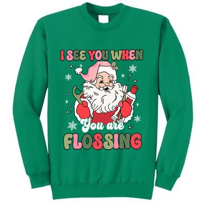 I See You When Flossing Christmas Dentist Xmas Flossing Sweatshirt