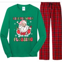 I See You When Flossing Christmas Dentist Xmas Flossing Long Sleeve Pajama Set