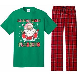 I See You When Flossing Christmas Dentist Xmas Flossing Pajama Set