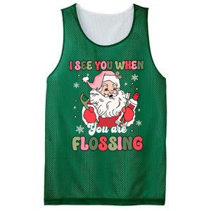 I See You When Flossing Christmas Dentist Xmas Flossing Mesh Reversible Basketball Jersey Tank