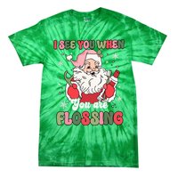 I See You When Flossing Christmas Dentist Xmas Flossing Tie-Dye T-Shirt