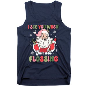 I See You When Flossing Christmas Dentist Xmas Flossing Tank Top