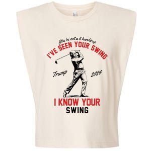 IVe Seen Your Swing I Know Your Swing Funny Trump Golf 2024 Garment-Dyed Women's Muscle Tee