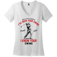 IVe Seen Your Swing I Know Your Swing Funny Trump Golf 2024 Women's V-Neck T-Shirt