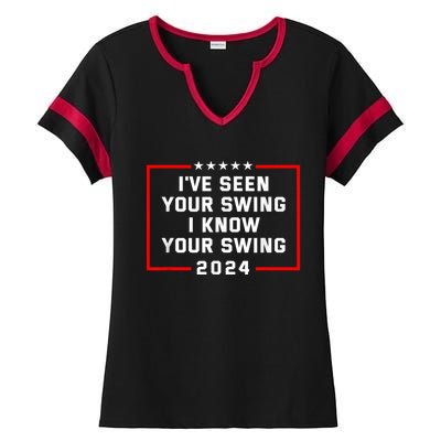 IVe Seen Your Swing I Know Your Swing Golf Funny Political Ladies Halftime Notch Neck Tee