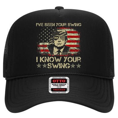 IVe Seen Your Swing I Know Your Swing Golf High Crown Mesh Back Trucker Hat