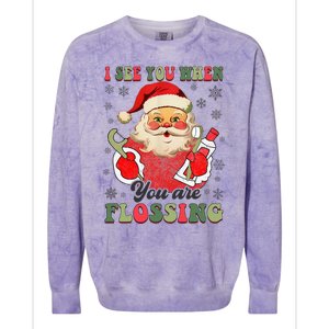 I See You When Your Flossing Christmas Dentist Xmas Flossing Colorblast Crewneck Sweatshirt