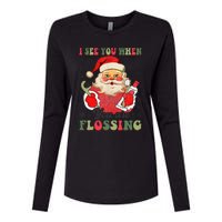 I See You When Your Flossing Christmas Dentist Xmas Flossing Womens Cotton Relaxed Long Sleeve T-Shirt