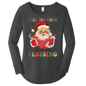 I See You When Your Flossing Christmas Dentist Xmas Flossing Women's Perfect Tri Tunic Long Sleeve Shirt