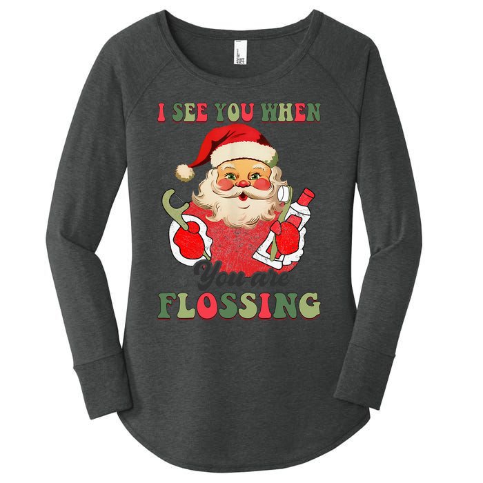 I See You When Your Flossing Christmas Dentist Xmas Flossing Women's Perfect Tri Tunic Long Sleeve Shirt