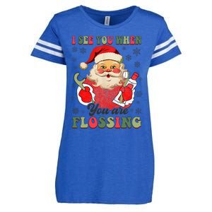 I See You When Your Flossing Christmas Dentist Xmas Flossing Enza Ladies Jersey Football T-Shirt