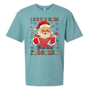 I See You When Your Flossing Christmas Dentist Xmas Flossing Sueded Cloud Jersey T-Shirt