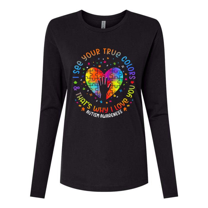 I See Your True Colors Puzzle World Autism Awareness Month Womens Cotton Relaxed Long Sleeve T-Shirt