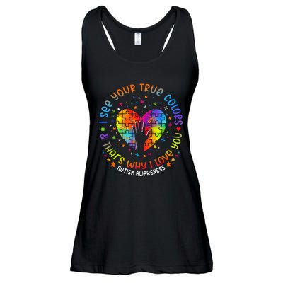 I See Your True Colors Puzzle World Autism Awareness Month Ladies Essential Flowy Tank