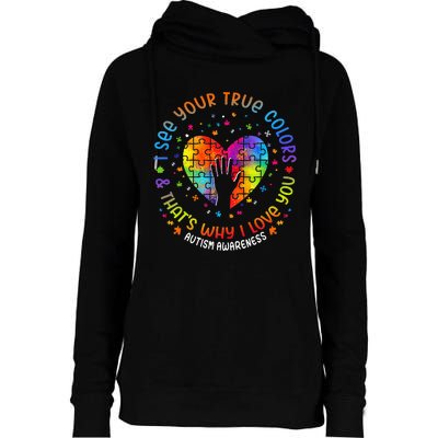 I See Your True Colors Puzzle World Autism Awareness Month Womens Funnel Neck Pullover Hood