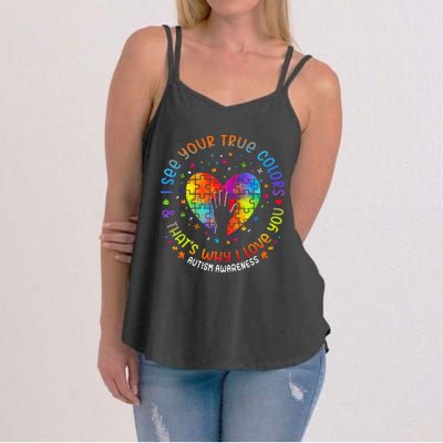 I See Your True Colors Puzzle World Autism Awareness Month Women's Strappy Tank