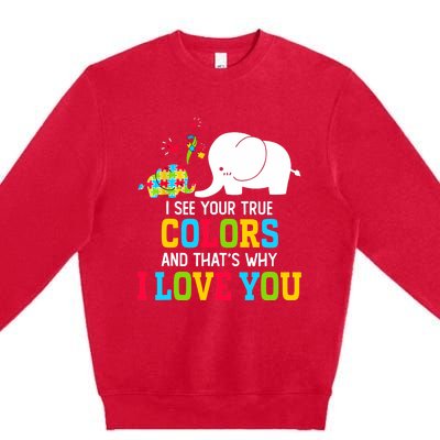 I See Your True Colors, Puzzle World Autism Awareness Month Premium Crewneck Sweatshirt