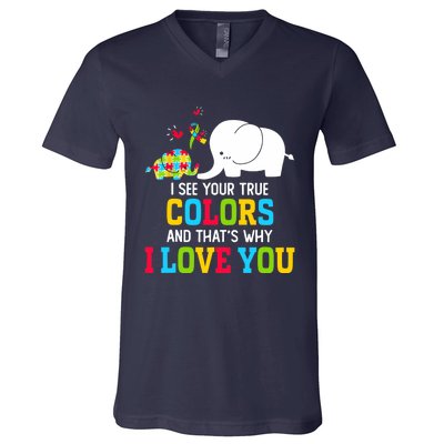 I See Your True Colors, Puzzle World Autism Awareness Month V-Neck T-Shirt