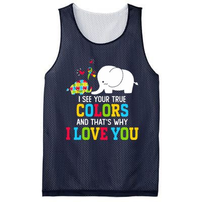 I See Your True Colors, Puzzle World Autism Awareness Month Mesh Reversible Basketball Jersey Tank