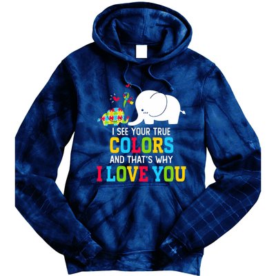 I See Your True Colors, Puzzle World Autism Awareness Month Tie Dye Hoodie