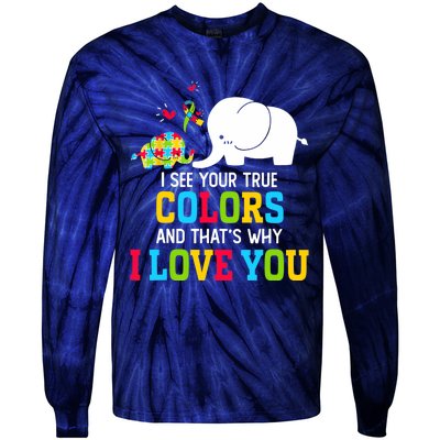 I See Your True Colors, Puzzle World Autism Awareness Month Tie-Dye Long Sleeve Shirt