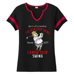 IVe Seen Your Swing I Know Your Swing Golf Trump 2024 Ladies Halftime Notch Neck Tee