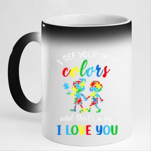 I See Your True Colors Puzzle Autism Awareness Teachers 11oz Black Color Changing Mug