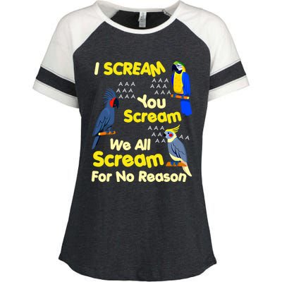 I Scream You Scream Funny Parrot Cool Gift Enza Ladies Jersey Colorblock Tee