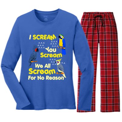 I Scream You Scream Funny Parrot Cool Gift Women's Long Sleeve Flannel Pajama Set 