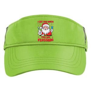 I See You When Your Flossing Christmas Dentist Xmas Flossing Adult Drive Performance Visor