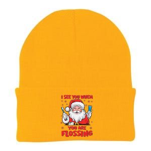 I See You When Your Flossing Christmas Dentist Xmas Flossing Knit Cap Winter Beanie