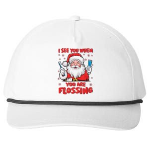 I See You When Your Flossing Christmas Dentist Xmas Flossing Snapback Five-Panel Rope Hat