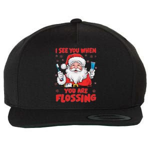 I See You When Your Flossing Christmas Dentist Xmas Flossing Wool Snapback Cap