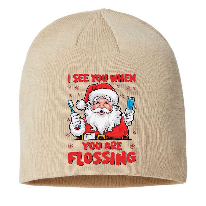 I See You When Your Flossing Christmas Dentist Xmas Flossing Sustainable Beanie