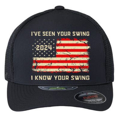 IVe Seen Your Swing I Know Your Swing Golf American Flag Flexfit Unipanel Trucker Cap