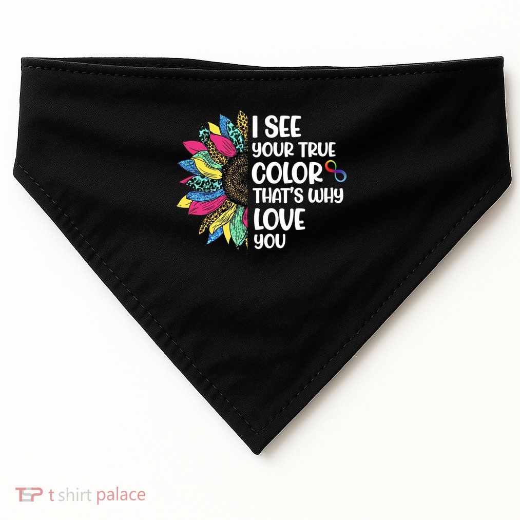 I See Your True Color Infinity Rainbow Neurodiversity Autism USA-Made Doggie Bandana