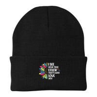I See Your True Color Infinity Rainbow Neurodiversity Autism Beanie