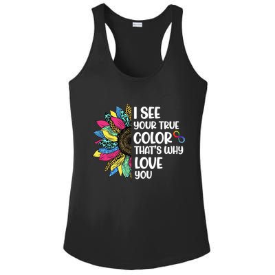 I See Your True Color Infinity Rainbow Neurodiversity Autism Ladies PosiCharge Competitor Racerback Tank