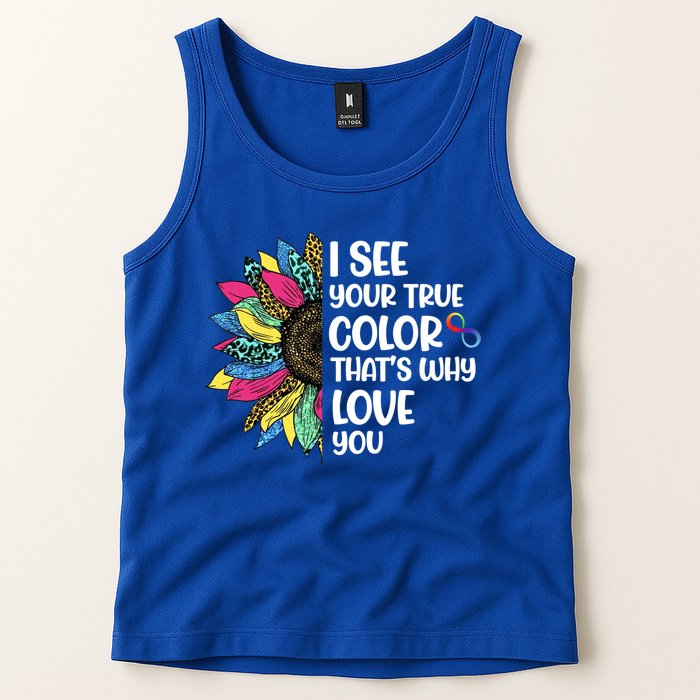 I See Your True Color Infinity Rainbow Neurodiversity Autism Tank Top
