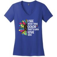 I See Your True Color Infinity Rainbow Neurodiversity Autism Women's V-Neck T-Shirt
