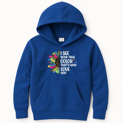 I See Your True Color Infinity Rainbow Neurodiversity Autism Kids Hoodie