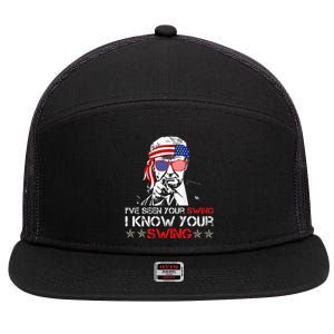 IVe Seen Your Swing I Know Your Swing Golf Funny Political 7 Panel Mesh Trucker Snapback Hat