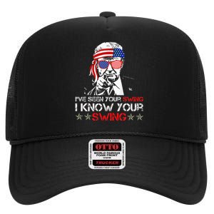 IVe Seen Your Swing I Know Your Swing Golf Funny Political High Crown Mesh Back Trucker Hat