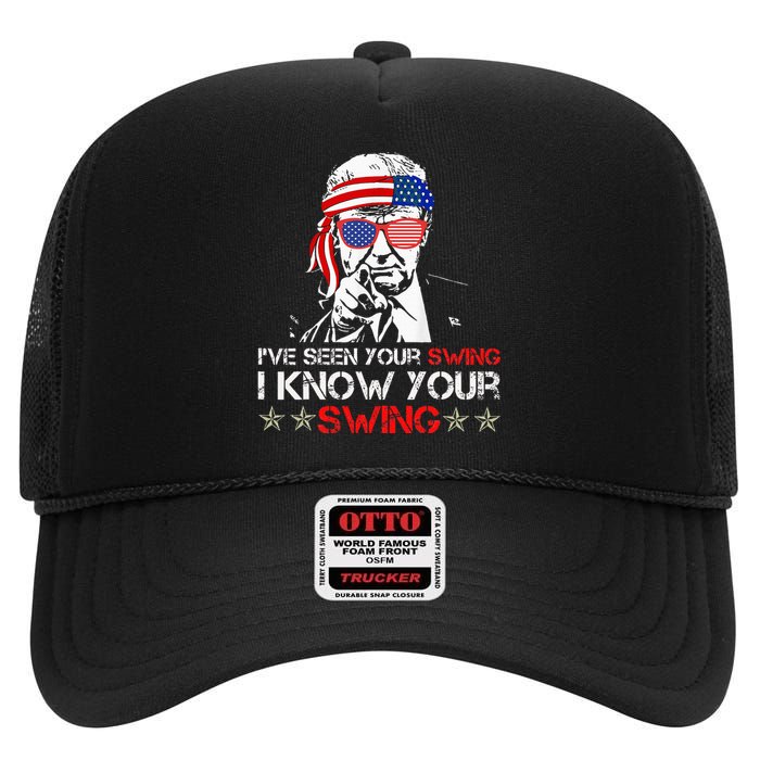 IVe Seen Your Swing I Know Your Swing Golf Funny Political High Crown Mesh Back Trucker Hat