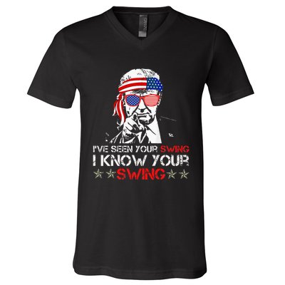 IVe Seen Your Swing I Know Your Swing Golf Funny Political V-Neck T-Shirt