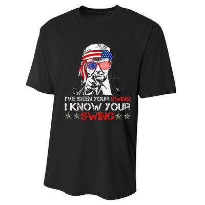 IVe Seen Your Swing I Know Your Swing Golf Funny Political Performance Sprint T-Shirt