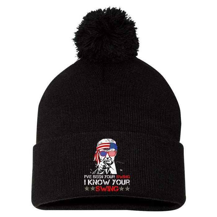 IVe Seen Your Swing I Know Your Swing Golf Funny Political Pom Pom 12in Knit Beanie