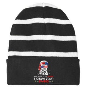 IVe Seen Your Swing I Know Your Swing Golf Funny Political Striped Beanie with Solid Band