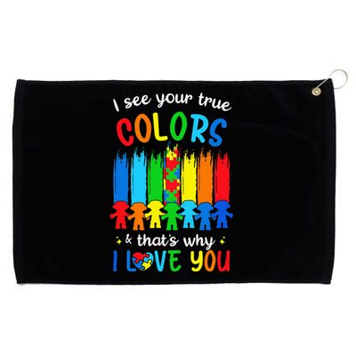 I See Your True Colors Puzzle Autism Month  Grommeted Golf Towel