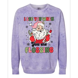 I See You When Flossing Christmas Dentist Xmas Flossing Colorblast Crewneck Sweatshirt